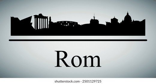 The city skyline. Rom. Silhouettes of buildings. Vector on a gray background