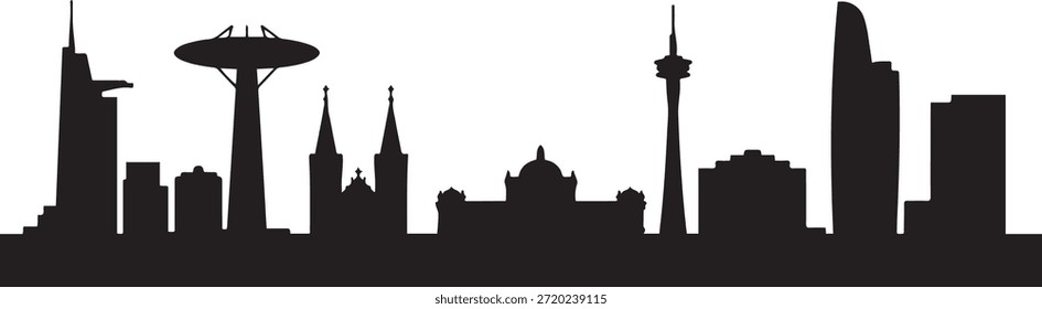 City Skyline von Saigon, mit ikonischen Wahrzeichen. Design Vektor schwarze Silhouette
