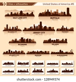 City skyline set. 10  city silhouettes of USA #5