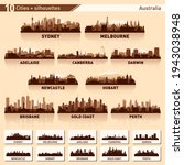 City skyline set. Australia. Vector silhouette background illustration.