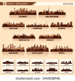 City skyline set. Australia. Vector silhouette background illustration. svg