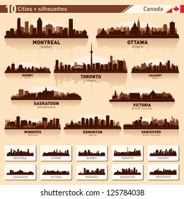 City skyline set. Canada. Vector silhouette illustration.