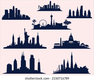 CITY SKYLINE SET VECTOR SILHOUETTE