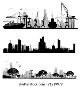 City skyline shiluettes.Vector illustration