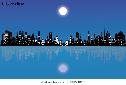 City skyline silhouette background. Vector illustration. The silhouette of the city in a flat style. Modern urban landscape.vector illustration