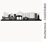 City Skyline silhouette of Bridgeport, USA