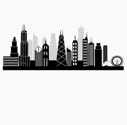 City Skyline Silhouette Of Chicago USA