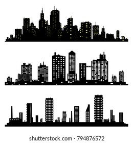 City skyline.The silhouette of the city in a flat style. Modern urban landscape.vector illustration.Set of vector city silhouette and elements for design.