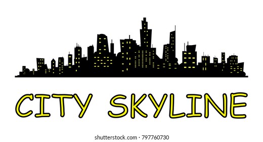 City skyline.The silhouette of the city in a flat style. Modern urban landscape.vector illustration.Set of vector city silhouette and elements for design.