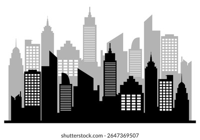 City skyline silhouette icon. vector illustration on white background