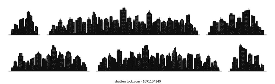 City skyline silhouette. City landscape template. Urban landscape. Vector illustration.