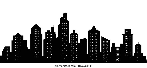 City skyline silhouette. City landscape template. Urban landscape. Vector illustration.