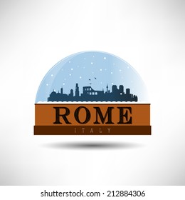  city skyline silhouette in snow globe. Vector design.