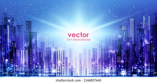 City Skyline Silhouette Sunset Illustration Architecture Stock Vector 