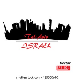 City Skyline silhouette Tel Aviv Israel black isolated on white background logo vector illustration EPS10