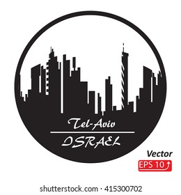 City Skyline silhouette Tel Aviv Israel black isolated on white background  logo vector illustration EPS10