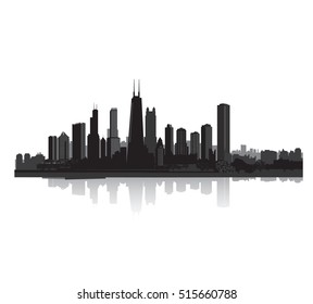 City skyline silhouette. Urban background. Chicago, Illinois, USA. Vector illustration