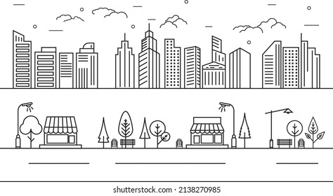 City skyline, city silhouette vector illustration in flat design