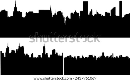 City Skyline Silhouettes in 3 styles