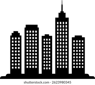 City skyline silhouettes against white background