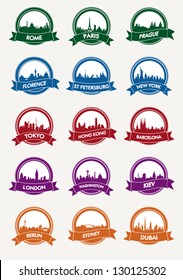 city skyline silhouettes in icon