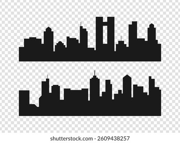 City skyline silhouettes vector set. Urban landscape illustration.