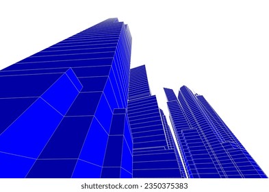 City skyline sketch drawing 3d illustration 3d rendering