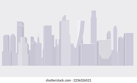 City Skyline with Skyscrapers and modern Buildings Vector Illustration