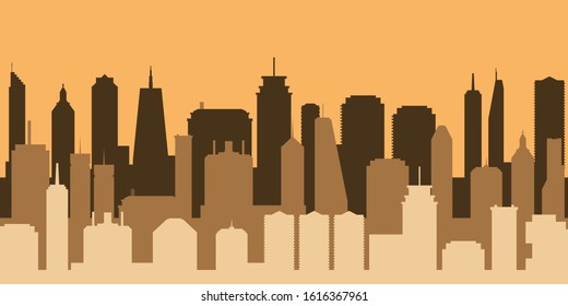 City skyline sunrise silhouette vector. Modern urban cityscape illustration.