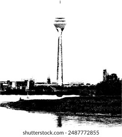 City skyline and TV tower in the foreground