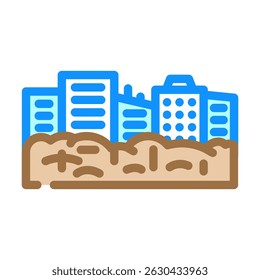 city skyline under dense haze air pollution color icon vector. city skyline under dense haze air pollution sign. isolated symbol illustration