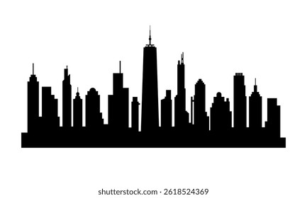 City skyline urban black silhouette cityscape vector illustration isolated on transparent background.