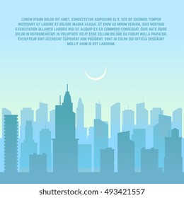 City skyline, urban cityscape vector illustration. Skyscraper building silhouette downtown