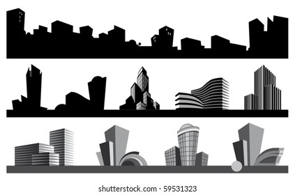 City skyline and urban icons