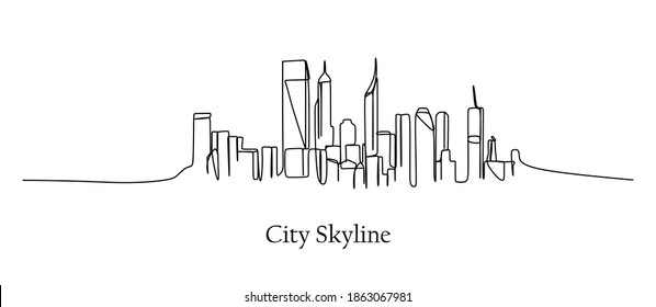 A City Skyline in The USA. Continuous one line drawing