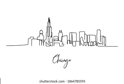 City Skyline in the USA. Continuous one line drawing