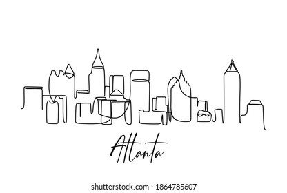 City Skyline In The USA. Continuous One Line Drawing