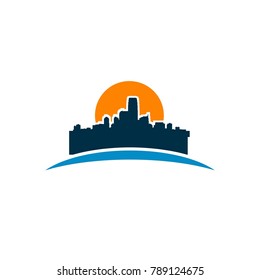 City skyline vector abstract colorful city, building composition sign, icon, logo isolated. Modern flat design eps 10 eps 8