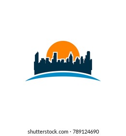 City skyline vector abstract colorful city, building composition sign, icon, logo isolated. Modern flat design eps 10 eps 8