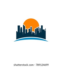 City skyline vector abstract colorful city, building composition sign, icon, logo isolated. Modern flat design eps 10 eps 8