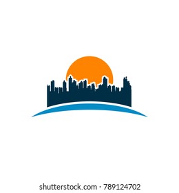 City skyline vector abstract colorful city, building composition sign, icon, logo isolated. Modern flat design eps 10 eps 8