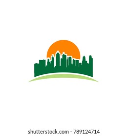 City skyline vector abstract colorful city, building composition sign, icon, logo isolated. Modern flat design eps 10 eps 8