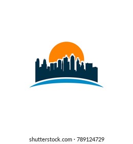 City skyline vector abstract colorful city, building composition sign, icon, logo isolated. Modern flat design eps 10 eps 8