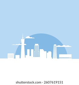 City and skyline vector, City vector with buildings on skyline at sunset, Suitable for Manufacturing T-Shirt, Sticker, Coloring Book, vector illustration etc.