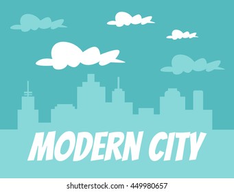 City skyline vector flat cartoon banner illustration