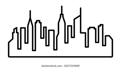 City skyline vector icon in minimal line style. Editable stroke.