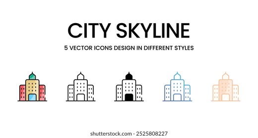 City Skyline vector icons set stock illustration