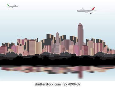 City Skyline - Vector Illustration