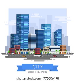 Ilustración vectorial de la línea de la ciudad