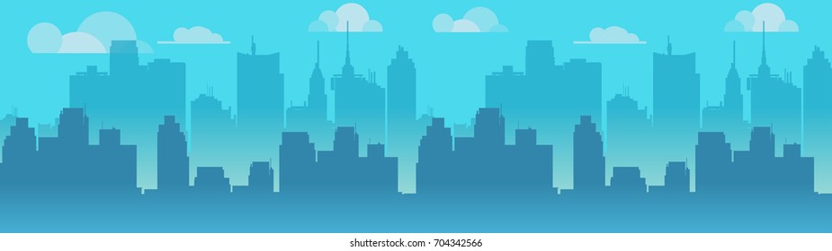 City skyline vector illustration. Blue city silhouette. Vector Illustration for your application.